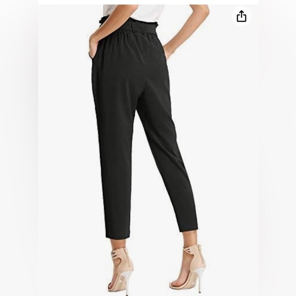 GRACE KARIN Paper Bag Waist Pants Slim Fit Casual Office Pencil Black Pants S - Picture 4 of 15